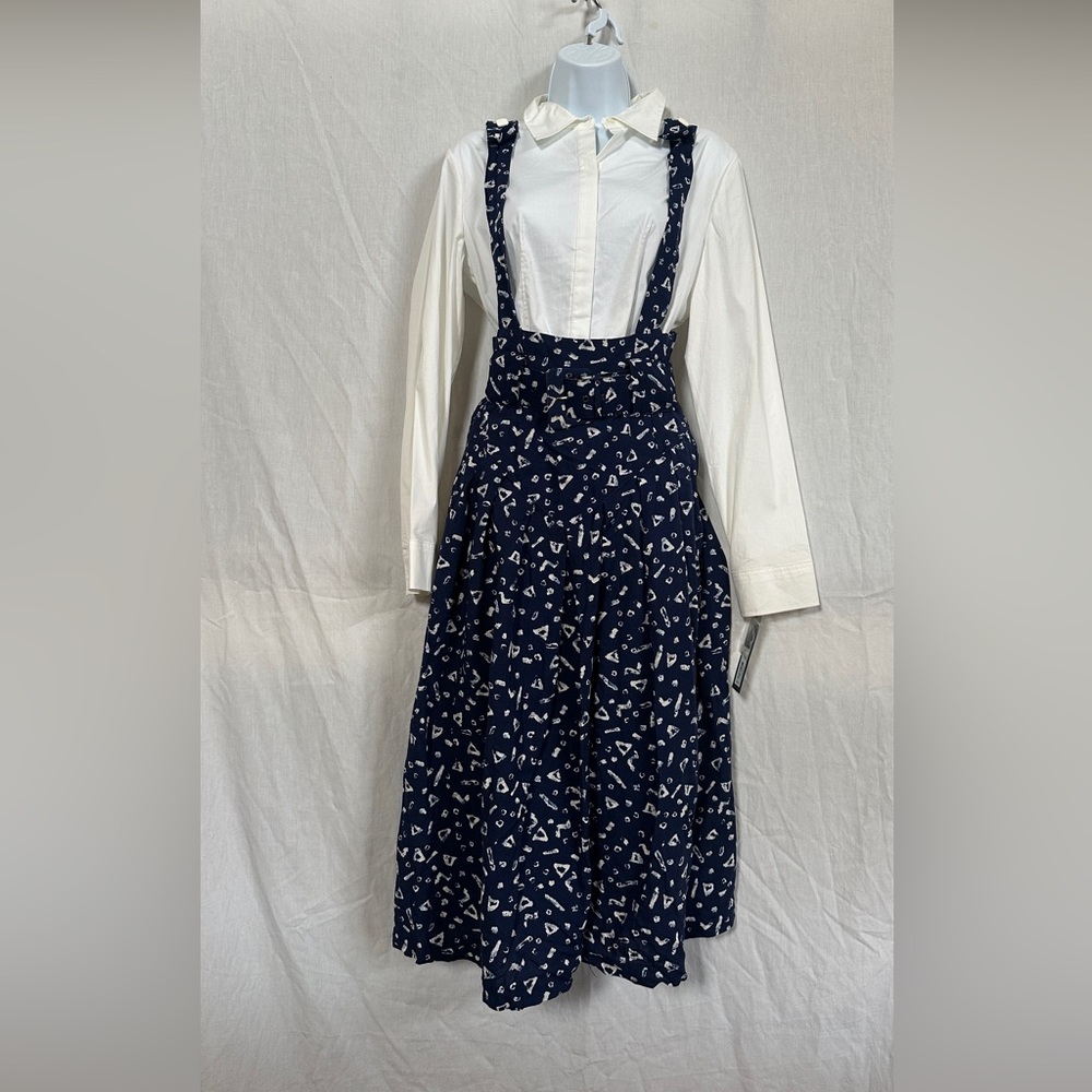 vintage High waisted Navy blue Suspender Skirt Size 6
